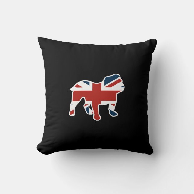 Engelse Bulldog in Union Jack Flag Kussen (Voorkant)