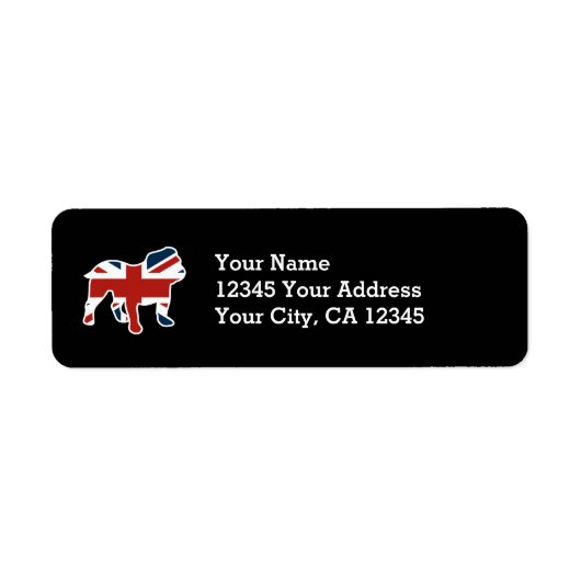 Engelse Bulldog in Union Jack Vlag Etiket (Voorkant)
