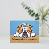 Engelse Bulldog is Schattig off-Leash Art™ Briefkaart (Staand voorkant)