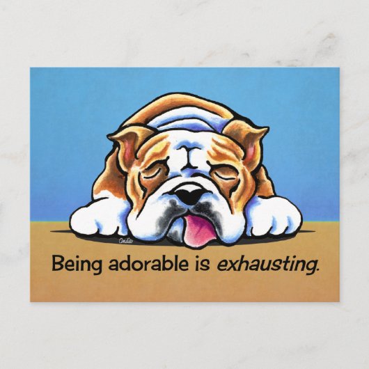 Engelse Bulldog is Schattig off-Leash Art™ Briefkaart (Voorkant)