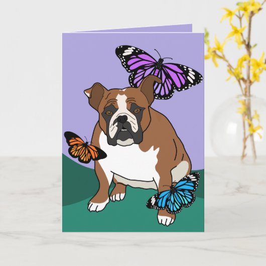 Engelse Bulldog Kaart (Gele Bloem)