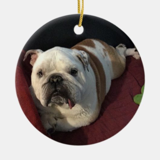 Engelse Bulldog Keramisch Ornament (Voorkant)