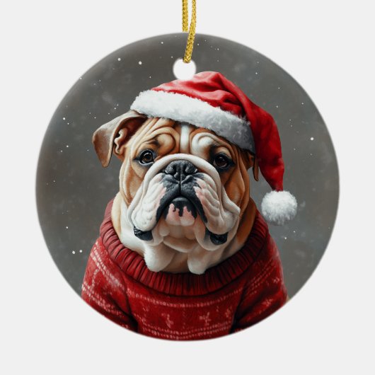 Engelse Bulldog Keramisch Ornament (Voorkant)
