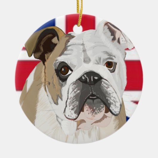 Engelse Bulldog Keramisch Ornament (Voorkant)