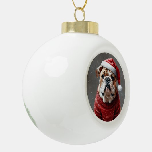 Engelse bulldog keramische bal ornament (Links)