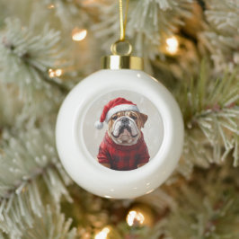 Engelse bulldog keramische bal ornament
