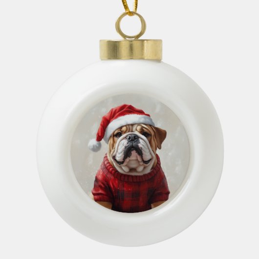Engelse bulldog keramische bal ornament (Voorkant)