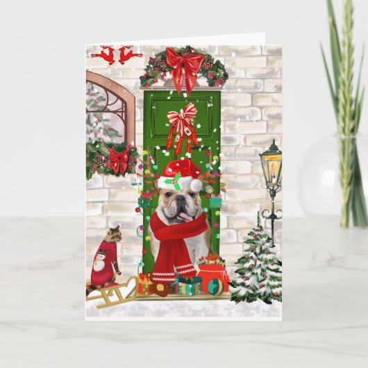 Engelse Bulldog Kerst   Kaart (Voorkant)
