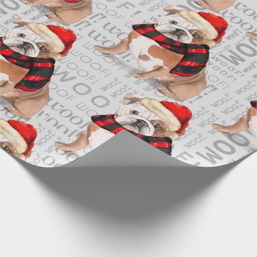 Engelse Bulldog Kerst voor Hondenliefhebbers Cadeaupapier (Hoek)