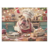 Engelse Bulldog Kerstbak: Festieve Kerstmis Tafelkleed (Voorkant (Horizontaal))