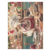 Engelse Bulldog Kerstbak: Festieve Kerstmis Tafelkleed (Voorkant)
