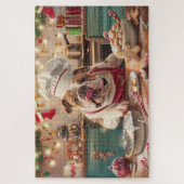Engelse Bulldog Kerstbakken: Festive Kerstmis Legpuzzel (Verticaal)