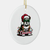 Engelse Bulldog Kerstboom Lichten Santa Dog Keramisch Ornament (Rechts)