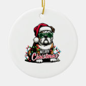 Engelse Bulldog Kerstboom Lichten Santa Dog Keramisch Ornament (Voorkant)