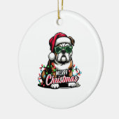 Engelse Bulldog Kerstboom Lichten Santa Dog Keramisch Ornament (Links)