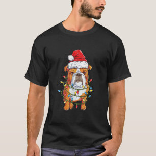 Engelse Bulldog kerstboom lights Xmas G T-shirt