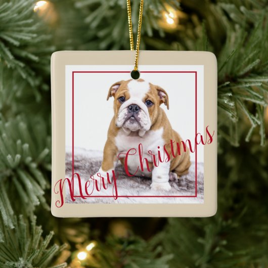 Engelse Bulldog kerstfeestdag - foto Keramisch Ornament (Boom)