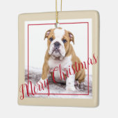 Engelse Bulldog kerstfeestdag - foto Keramisch Ornament (Links)