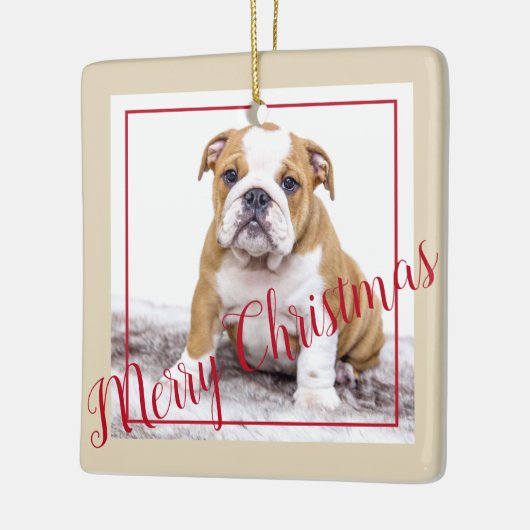 Engelse Bulldog kerstfeestdag - foto Keramisch Ornament (Links)