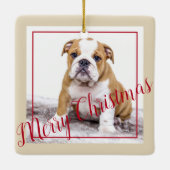 Engelse Bulldog kerstfeestdag - foto Keramisch Ornament (Achterkant)