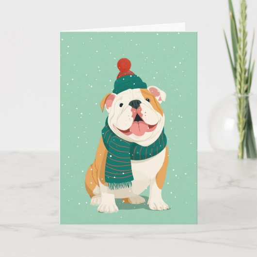 Engelse Bulldog Kerstgroet Kaart (Voorkant)