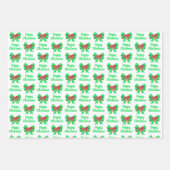 Engelse Bulldog kersthond, groene bus Inpakpapier Vel (Voorkant 3)