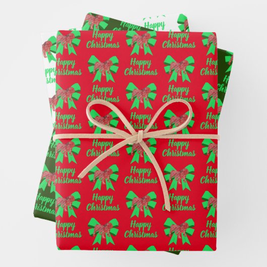 Engelse Bulldog kersthond, groene bus Inpakpapier Vel (In situ)