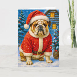 Engelse Bulldog Kerstkaart Feestdagen Kaart