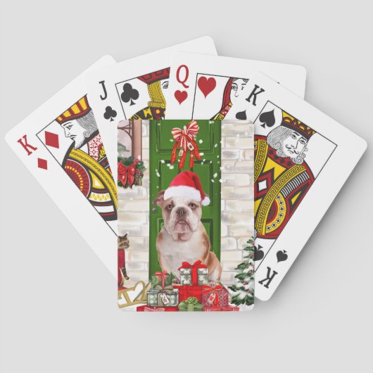 Engelse Bulldog-kerstkaarten met klassieke sclassi Pokerkaarten (Achterkant)