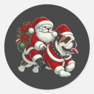 Engelse Bulldog kerstkerstboomluiden Ronde Sticker