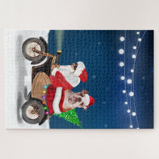 Engelse Bulldog kerstkerstkerstkerstman Legpuzzel (Horizontaal)