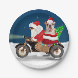 Engelse Bulldog kerstkerstkerstkerstman Papieren Bordje
