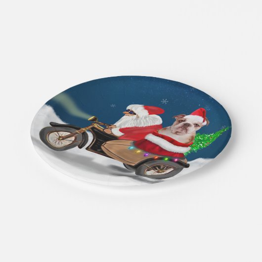 Engelse Bulldog kerstkerstkerstkerstman Papieren Bordje (Gekanteld)