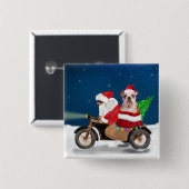 Engelse Bulldog kerstkerstkerstkerstman Vierkante Button 5,1 Cm (Voorkant /achterkant)