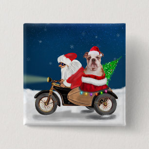 Engelse Bulldog kerstkerstkerstkerstman Vierkante Button 5,1 Cm