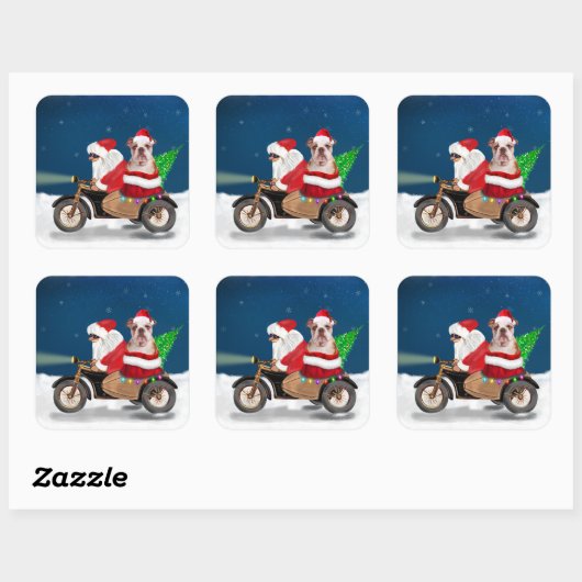 Engelse Bulldog kerstkerstkerstkerstman Vierkante Sticker (Vel)