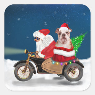 Engelse Bulldog kerstkerstkerstkerstman Vierkante Sticker