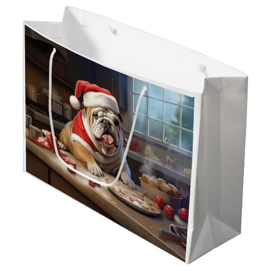 Engelse Bulldog Kerstkoekjes Vakantie Groot Cadeauzakje (Voorkant Gekanteld)