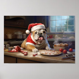 Engelse Bulldog Kerstkoekjes Vakantie Poster