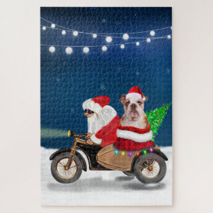 Engelse Bulldog Kerstman Santa Claus Legpuzzel