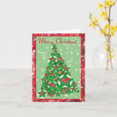 Engelse Bulldog Kerstmis Boom met Sterren Kaart (Gele Bloem)