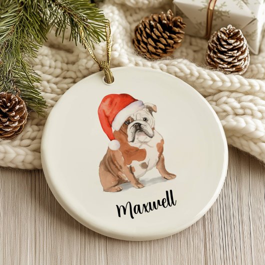 Engelse Bulldog Kerstmis Keramisch Ornament