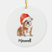 Engelse Bulldog Kerstmis Keramisch Ornament (Voorkant)