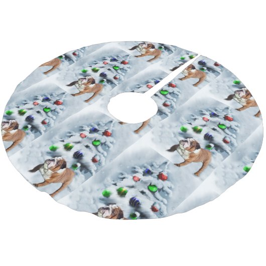 Engelse Bulldog Kerstmis Kerstboom Rok (Gekanteld)