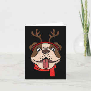 Engelse Bulldog Kerstmis Rendier Geweien Kerstmis Kaart