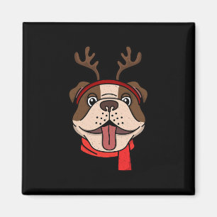 Engelse Bulldog Kerstmis Rendier Geweien Kerstmis Magneet