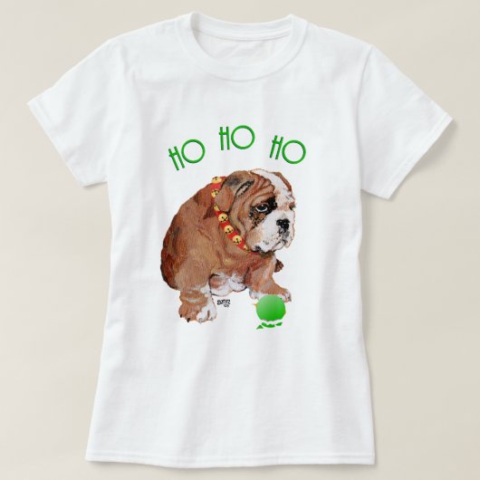 Engelse Bulldog Kerstmis T-shirt (Design voorkant)