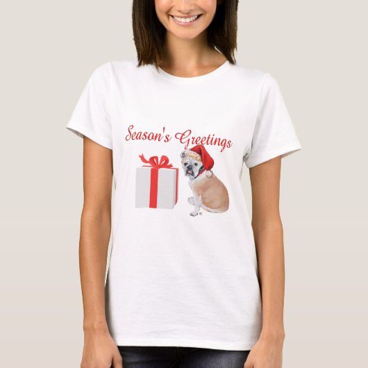 Engelse Bulldog Kerstmis T-shirt (Voorkant)