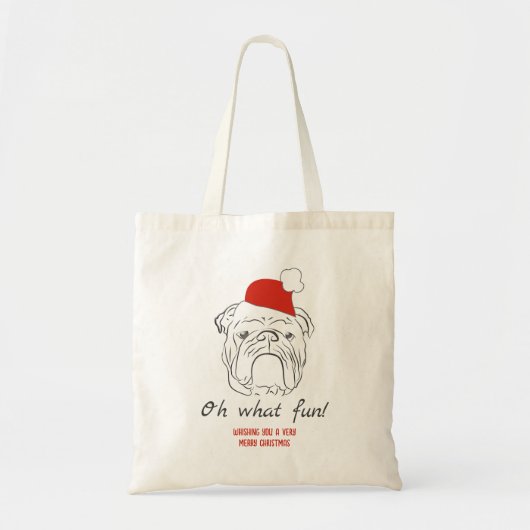 Engelse Bulldog Kerstmis Tote Bag (Voorkant)