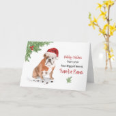 Engelse Bulldog Kerstmis Van Hond In Grappige Kers Kaart (Gele Bloem)